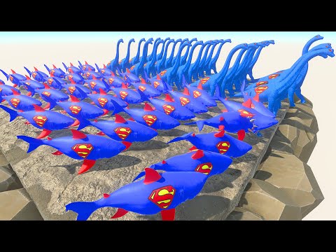 SUPERMAN MUTANT MEGALODON VS BRACHIOSAURUS CHAMPIONSHIP WAR | Animal Revolt Battle Simulator