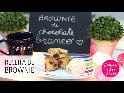 Receita: brownie de chocolate branco com morango (blondie)