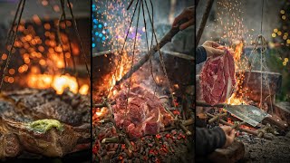 🥩 THE HANGED STEAK - FIRE COOKING ASMR🔥