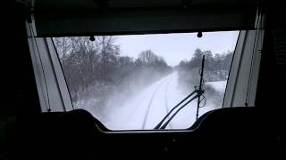 preview picture of video 'TRAIN TER NIMES - CLERMONT : VUE ARRIERE LANGEAC / BRIOUDE neige'