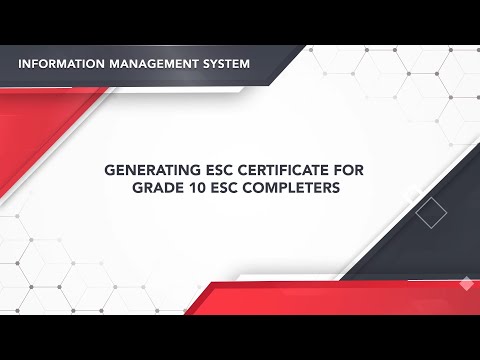 Part of a video titled Generating ESC Certificate for Grade 10 ESC Completers - YouTube