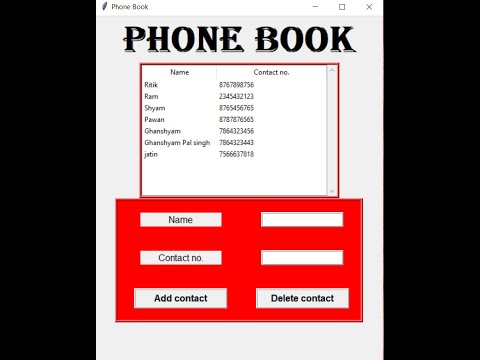 Phonebook Desktop Application In Python Python Tkinter