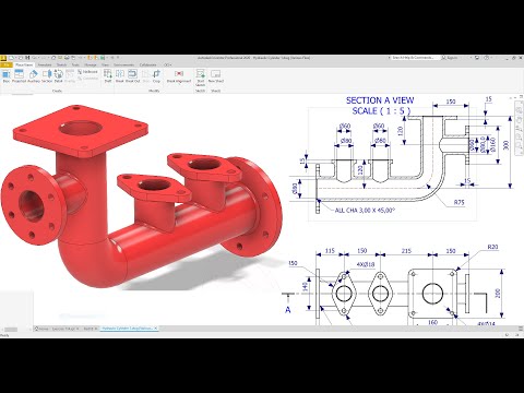 Autodesk Inventor 2026 Create Pipe With FlangeS Exercise 114