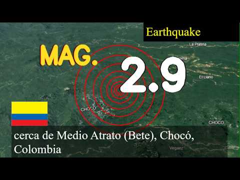 earthquake near Medio Atrato (Bete), Choco, Colombia live updates today : 2.9 magnitude earthquake