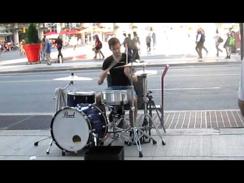 Chris Taylor (Abandon All Ships and Kingdoms drummer) practicing at Dundas Square in june 2012