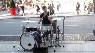 Chris Taylor (Abandon All Ships and Kingdoms drummer) practicing at Dundas Square in june 2012