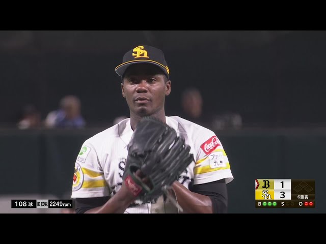 【6回表】ホークス・モイネロ 今季10勝目を挙げて外国人左腕として球団初の二桁勝利を達成!! 2024年8月27日 福岡ソフトバンクホークス 対 オリックス・バファローズ