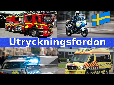 Polisbilar, Ambulanser, Brandbilar och andra Utryckningsfordon | Namn & Ljud | För Barn | Svenska