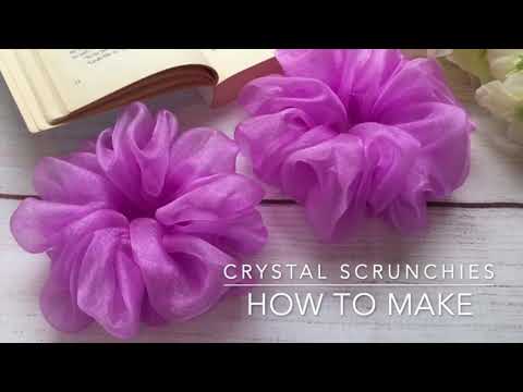 DIY Beautiful Crystal Organza Scrunchies - How to make Scrunchies. #diyscrunchie , #handmade.