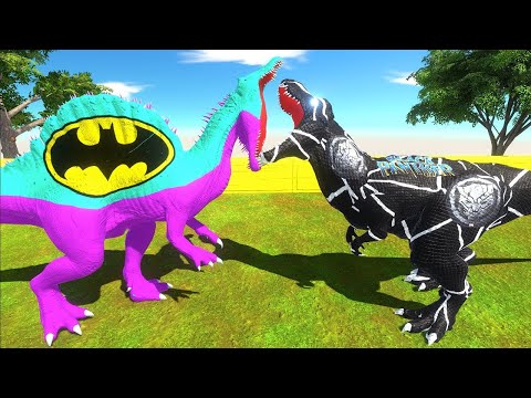BATMAN SPINOSAURUS vs BLACK PANTHER T REX DEATH RUN - Jurassic World Evolution 2