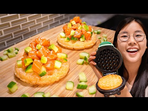 Sushi Waffles 🍣 (TikTok’s CRISPY RICE and fresh SALMON HACK!)