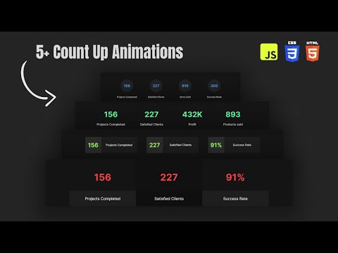 5 Number Count Up Designs From Scratch Html Css Javascript