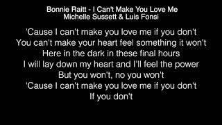 Michelle Sussett &amp; Luis Fonsi - I Can't Make You Love Me Lyrics (Bonnie Raitt ) American Idol