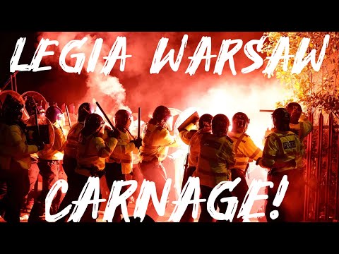 INSANE! LEGIA WARSAW ULTRAS ATTACK POLICE AT ASTON VILLA CAR PARK 2023