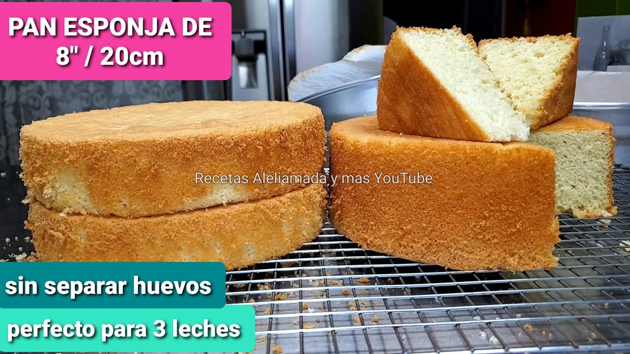 como hacer pan esponja (sponge cake) en 8/ 20 cm SIN SEPARAR HUEVOS, perfecto para pastel 3 leches