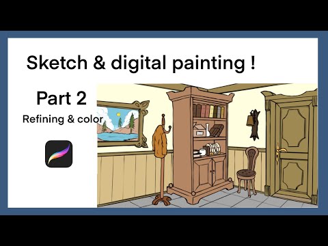 How to draw anime Interior design with procreate : part 2