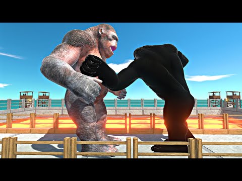 Mutant Primates vs Shadow Itself on Small Lava Bridge - Animal Revolt Battle Simulator