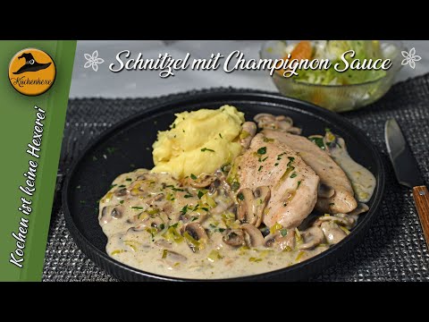 Schnitzel mit Champignon Sauce ( ein Klassiker )