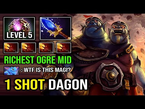 WTF 1 Shot Everyone Level 5 Dagon Ogre Magi Unlimited Skill Spam Insane Ignite Burn DPS Dota 2