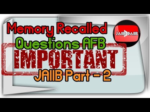 JAIIB Important memory recalled questions Accounting and finance for banking Part 2 Video