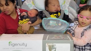 UNBOXING |ENGENUITY SWING 'N GO PORTABLE SWING-HUGS AND HOOTS