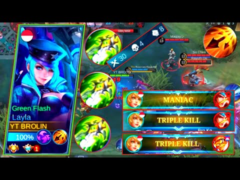 30 Kills Layla + MANIAC !! 3X ( Blade Of Pespair ) Best Build + Emblem - Top 1 Global Layla ~ MLBB