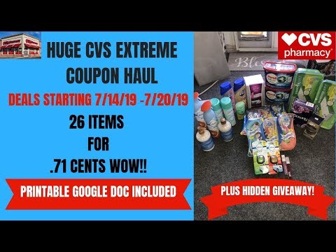 HUGE CVS EXTREME COUPON HAUL DEALS STARTING 7/14/19~26 ITEMS ONLY .71 CENTS 😍PLUS HIDDEN GIVEAWAY! Video