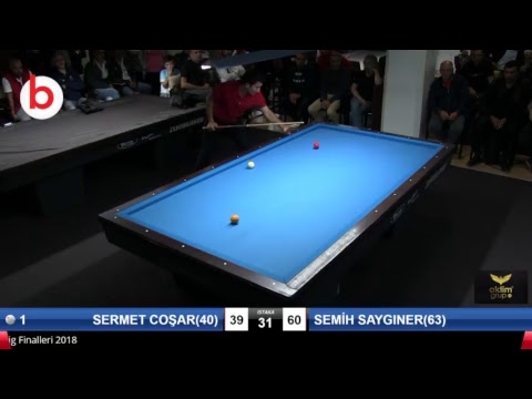 SERMET COŞAR(40) & SEMİH SAYGINER(63) Bilardo Maçı - PLATINUM HANDİKAPLI LİGİ - 2018-Yarı Final