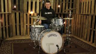 Video thumbnail for Gretsch Broadkaster Shell Pack in Sky Blue Pearl Wrap, 24-13-16 by The Drum Shop - Portland, Maine