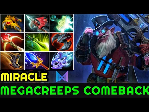 Miracle [Sniper] Epic MegaCreeps 9 Slot Comeback Hard Game 7.23 Dota 2