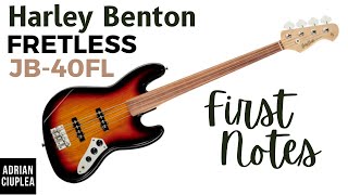 Video thumbnail for First notes on Harley Benton Fretless Bass Guitar - JB-40FL 3-Tone Sunburst by Adrian Ciuplea