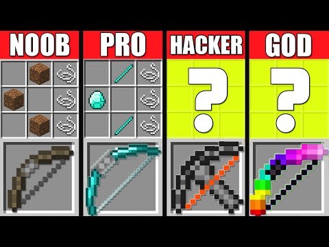 Minecraft Battle: NOOB vs PRO vs HACKER vs GOD: SUPER BOW CRAFTING CHALLENGE minecraft Animation