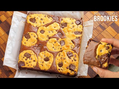 BROOKIES Recipe | Fudgy BROWNIE and Chocolate Chip COOKIE Bars