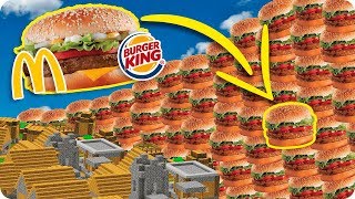 TSUNAMI DE HAMBURGUESAS EN MINECRAFT | RETO DE LA BASE VS TSUNAMI EN MINECRAFT