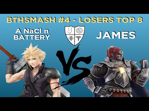 BTHSmash #4 - A NaCl n Battery (Bowser, Cloud) vs James (Ganondorf) - Losers Top 8 - Smash 4