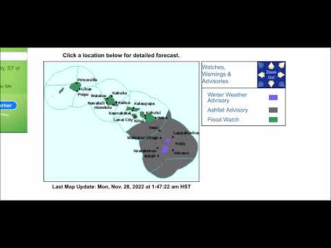 RARE - Ashfall Advisory on WWG75 for HI for Mauna Loa Eruption 11-28-2022