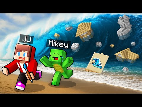 JJ and Mikey Use DRAWING MOD to Realistic TSUNAMI PRANK - Minecraft Maizen