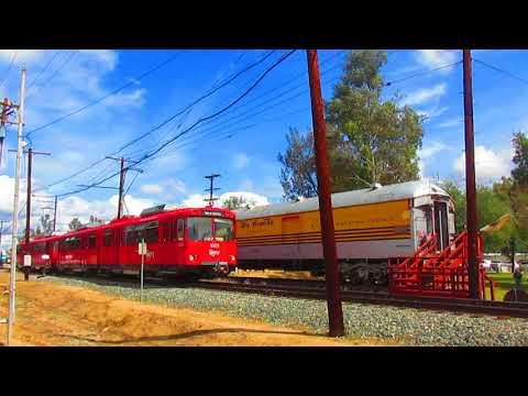 3/3/18 A pair of San Diego Trolley U2s arrive into the Southern California Railway Museum(OERM)