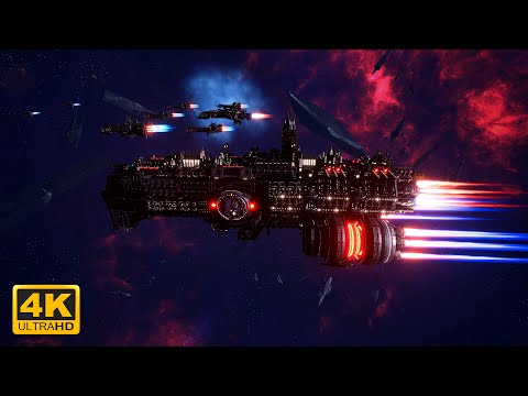 Iron Hands vs Necrons - Skalgrim Mod - 4K Quality - Battlefleet Gothic Armada 2