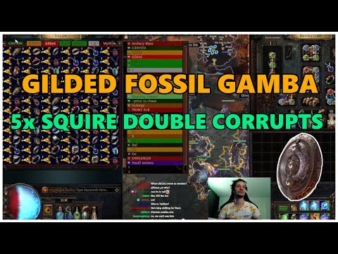 [PoE] Gilded Fossil gamba & 5x Squire double corrupts - Stream Highlights #576