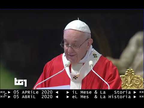 2020 Papa Francesco -  TG1-sera 05 APRILE 2020 - domenica delle palme