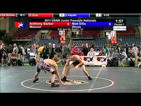 Junior Freestyle 130 - Anthony Barker (MO) vs. Matt Ellis (IL)