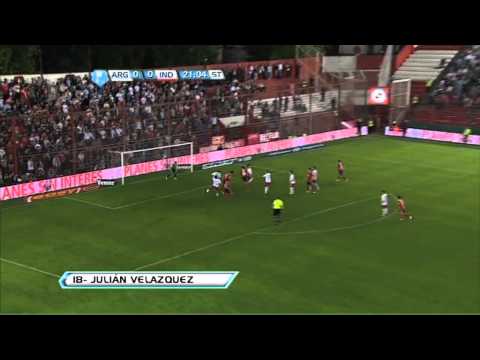 Gol de Velázquez. Argentinos 0 Independiente 1. Fecha 11. Torneo Inicial 2012. Fútbol Para Todos