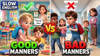 SLOW ENGLISH | GOOD vs BAD MANNERS |Slow English Story | English Story for Beginners A2 Level  