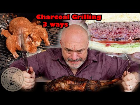 How to cook with a Weber charcoal grill. 3 different methods of grilling with burgers chicken steak!