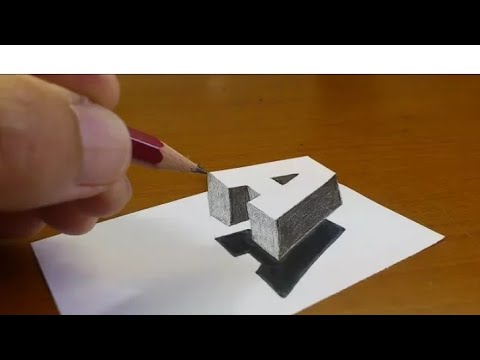 How to draw 3D floating letters"A" very simple and easy!- Anamorphic illusion-3D.....