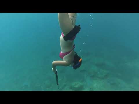 Sexy Girl Spearfishing Snorkeling With Freediving Fins