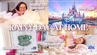 A Cozy Rainy Day At Home☔💖 | Needlepointing, Relaxing, Cat Time, and Will's New Job! | Lauren Norris