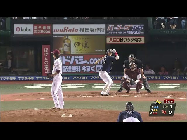 【1回表】バファローズ・T-岡田 痛烈な2塁打で追加点!! 2014/9/9 E-Bs