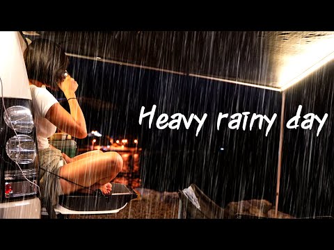 [149] On a heavy rainy day, car camping with my love. | Vlog | Relaxing | Soothing
